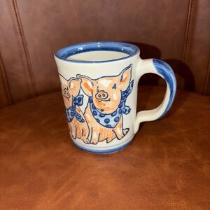 Vintage Louisville Stoneware Pottery Coffee Mug Pigs Tea Cup farmhouse country